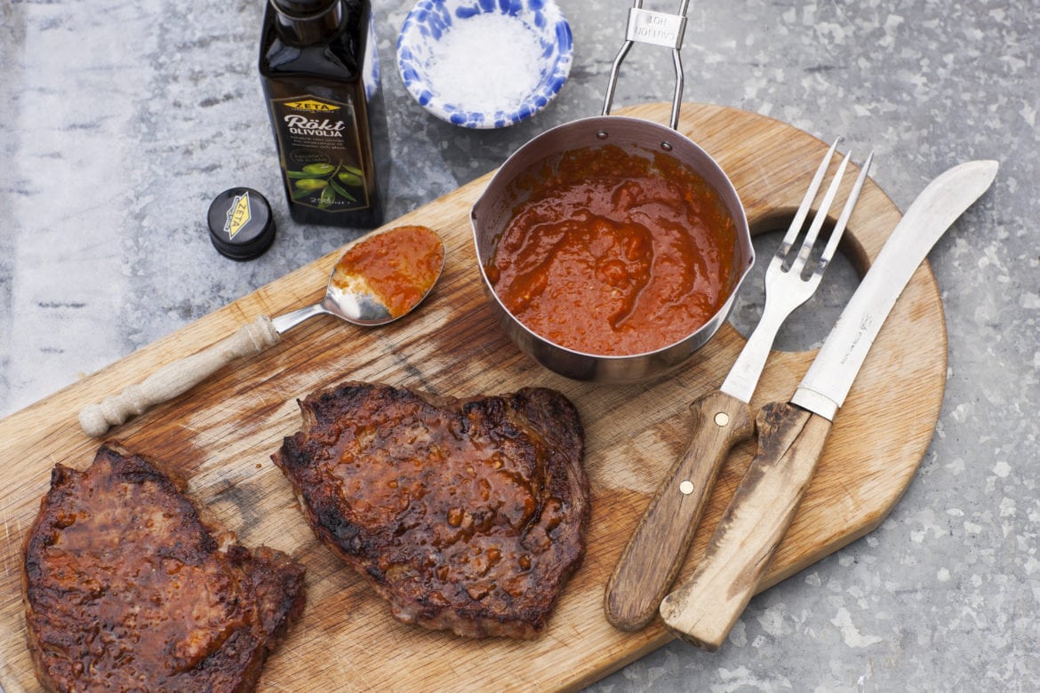 Grillad entrecote med rökt glaze